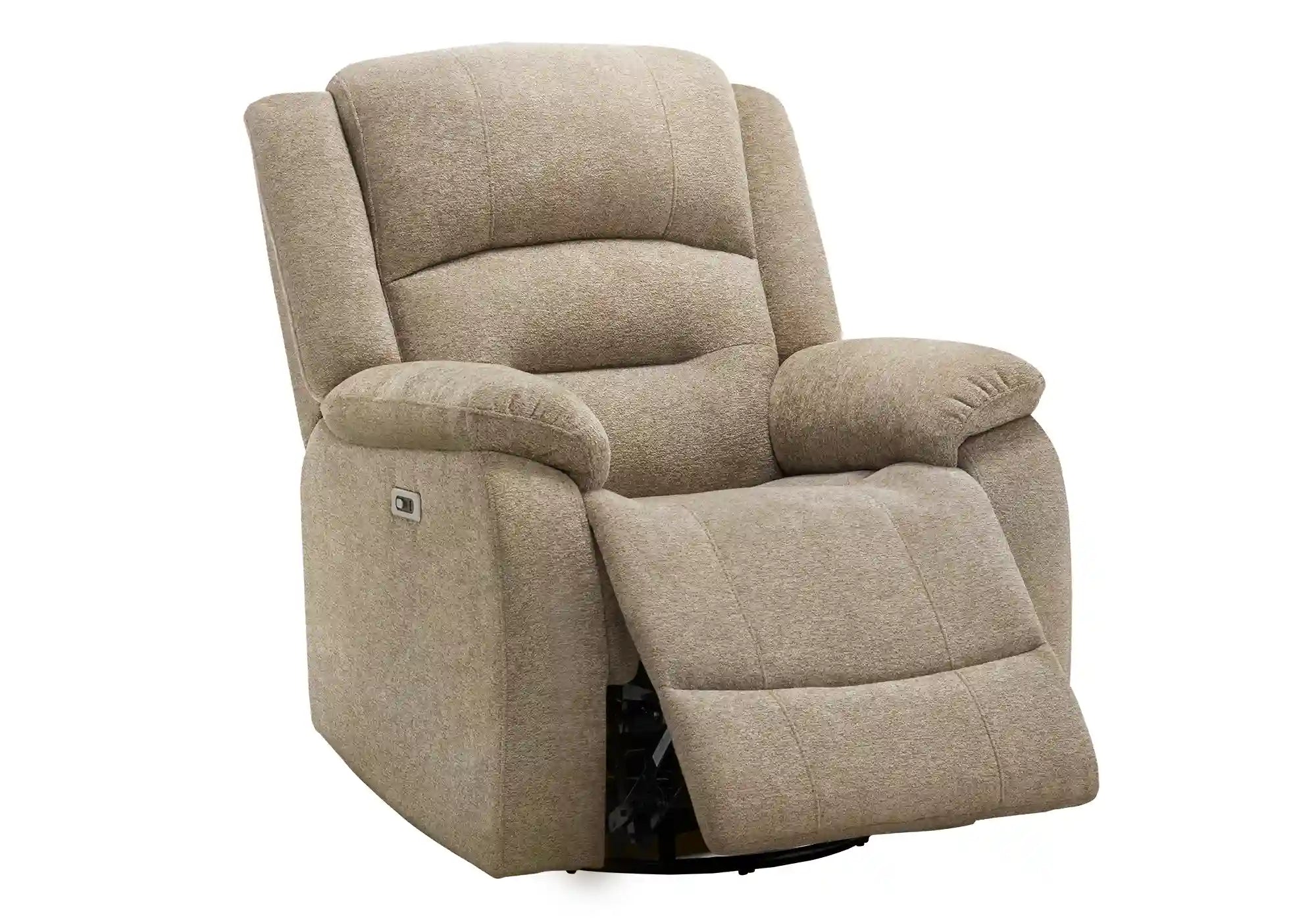 Fauteuil Inclinable Motorisé Beige Pivotant et Berçant avec Port USB