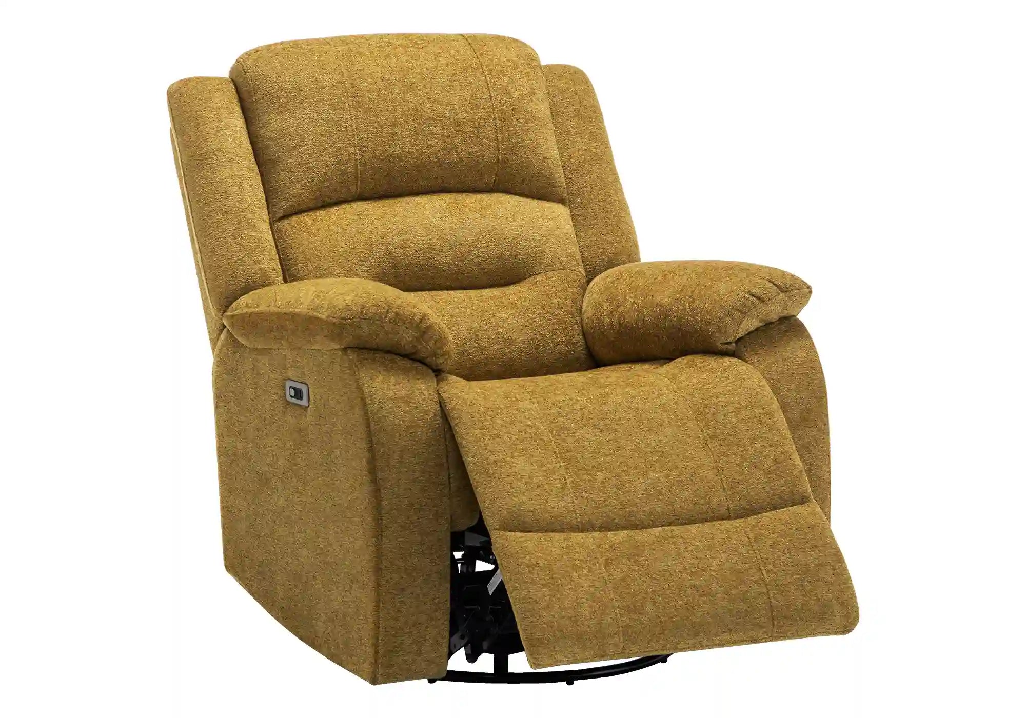 Fauteuil Inclinable Électrique Jaune Doré Berçant Pivotant avec USB