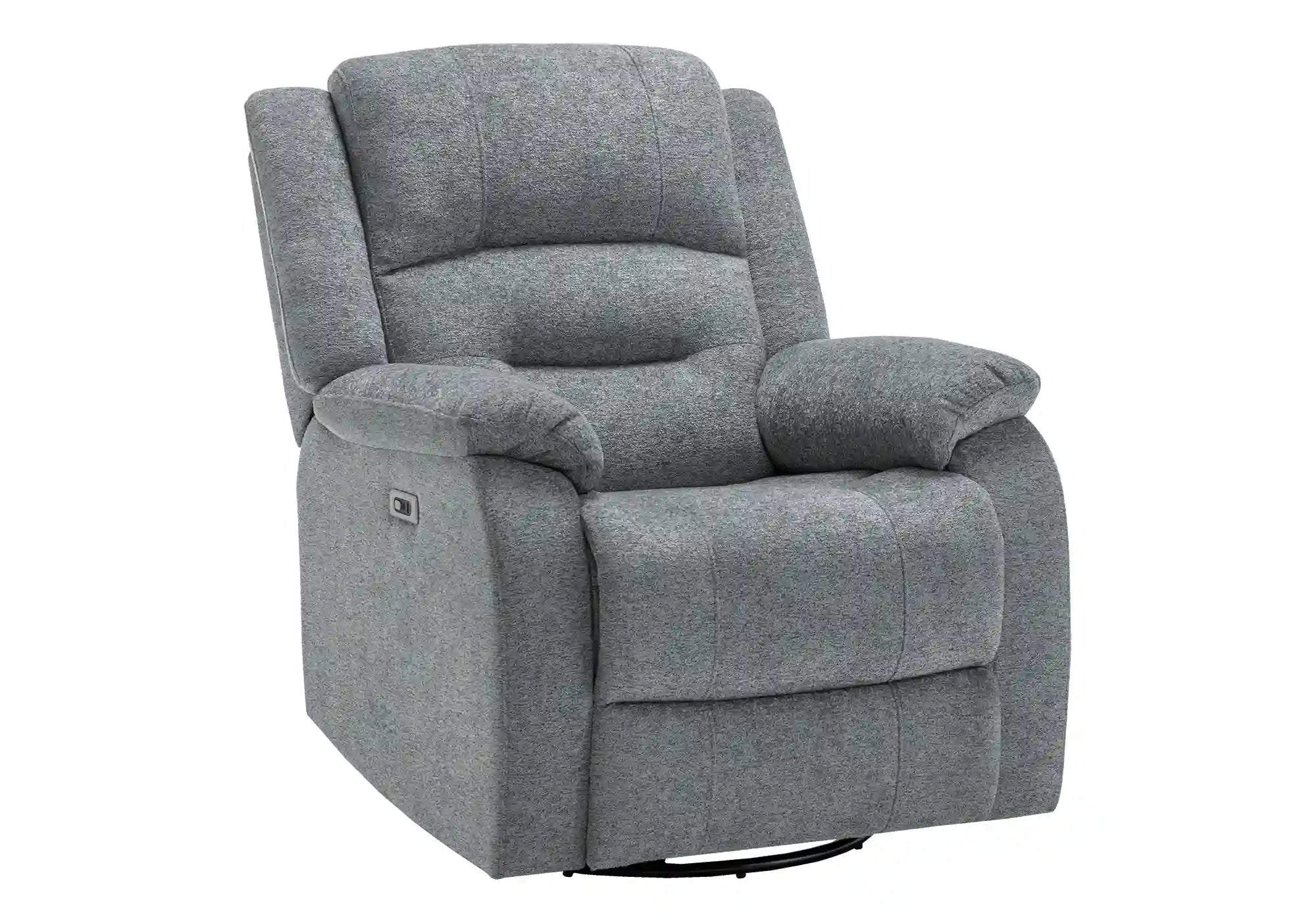 Fauteuil Inclinable Électrique Bleu Clair Berçant Pivotant avec USB