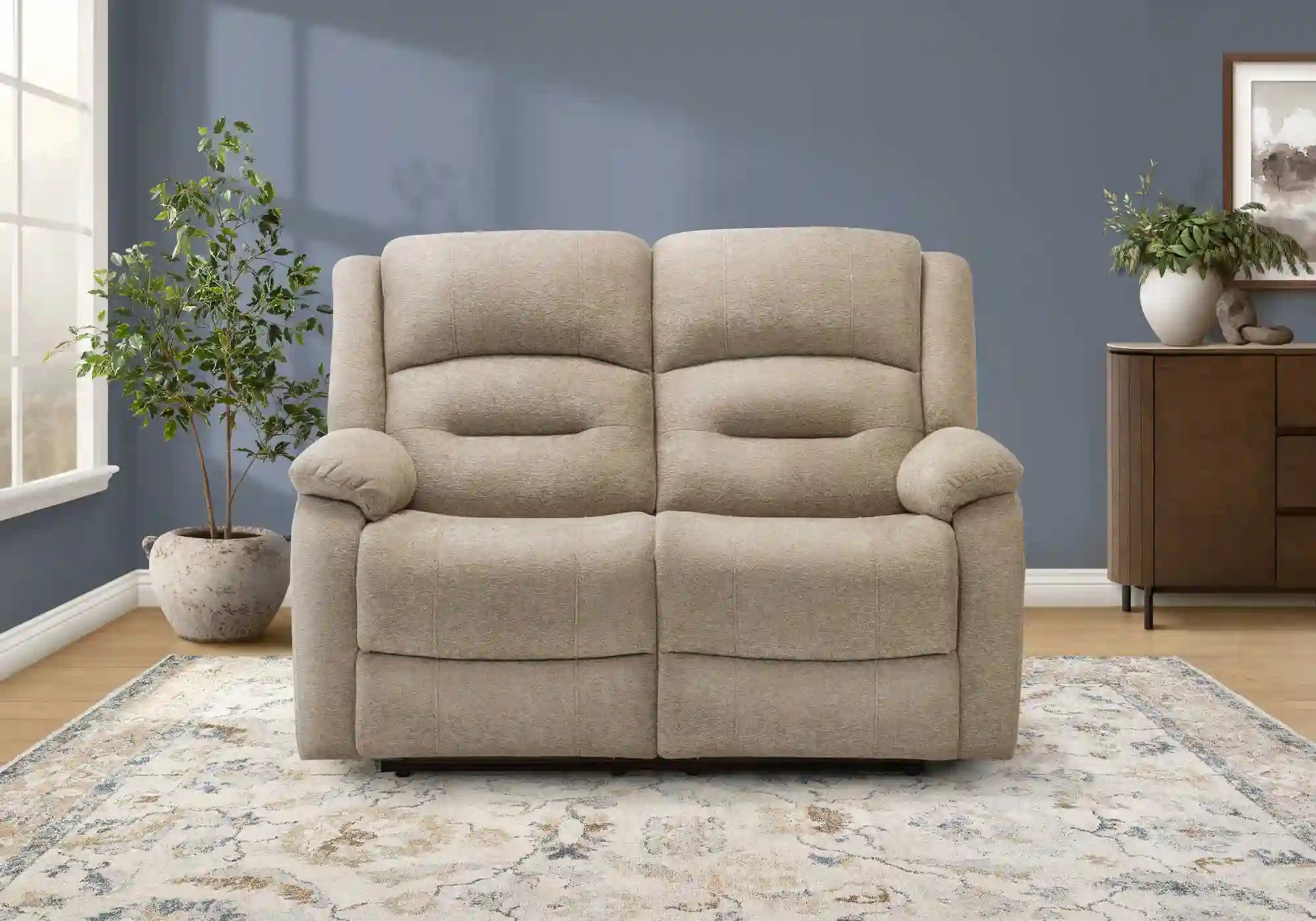 Causeuse Inclinable Électrique Beige Tissu Doux avec Ports USB