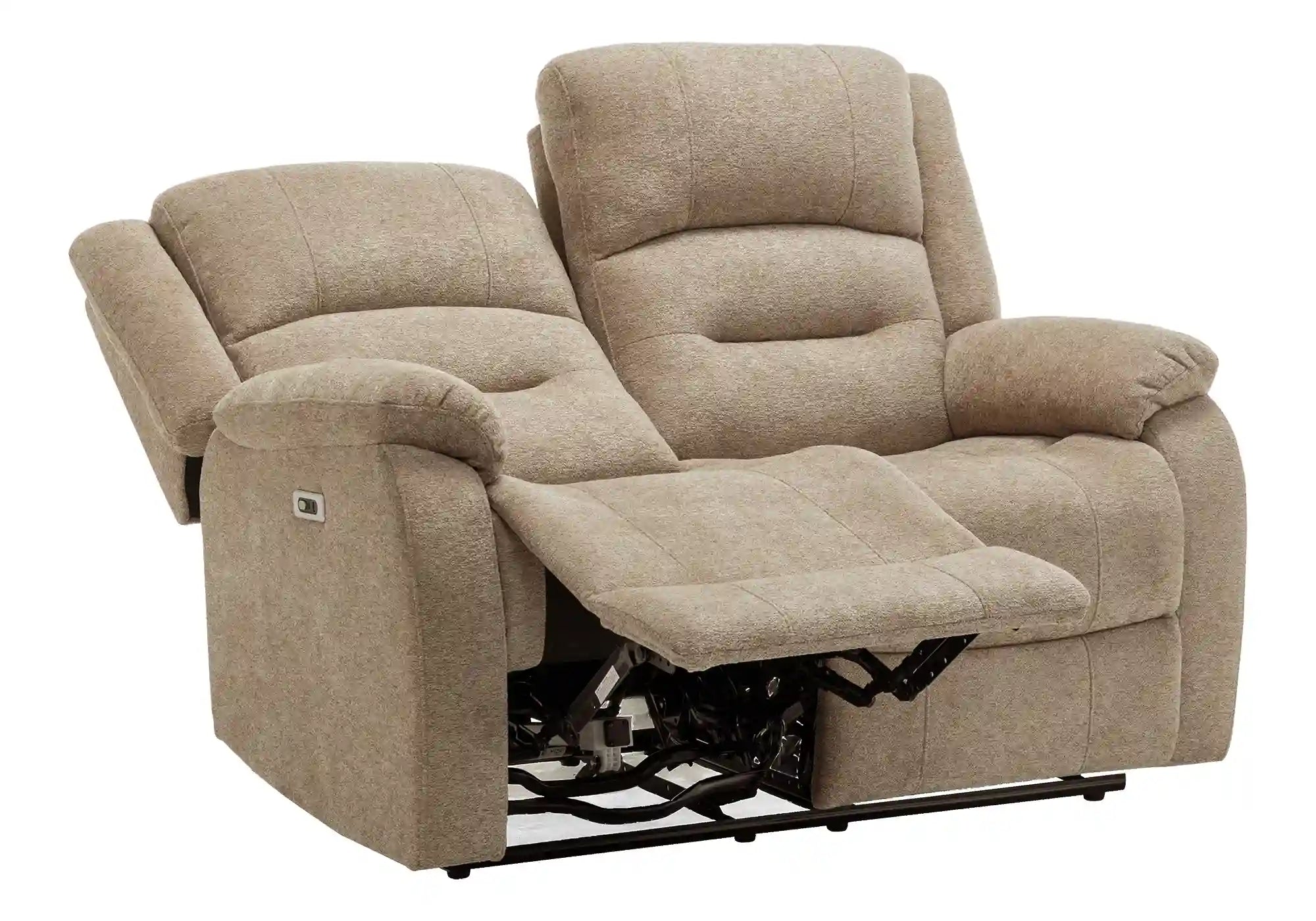 Causeuse Inclinable Électrique Beige Tissu Doux avec Ports USB