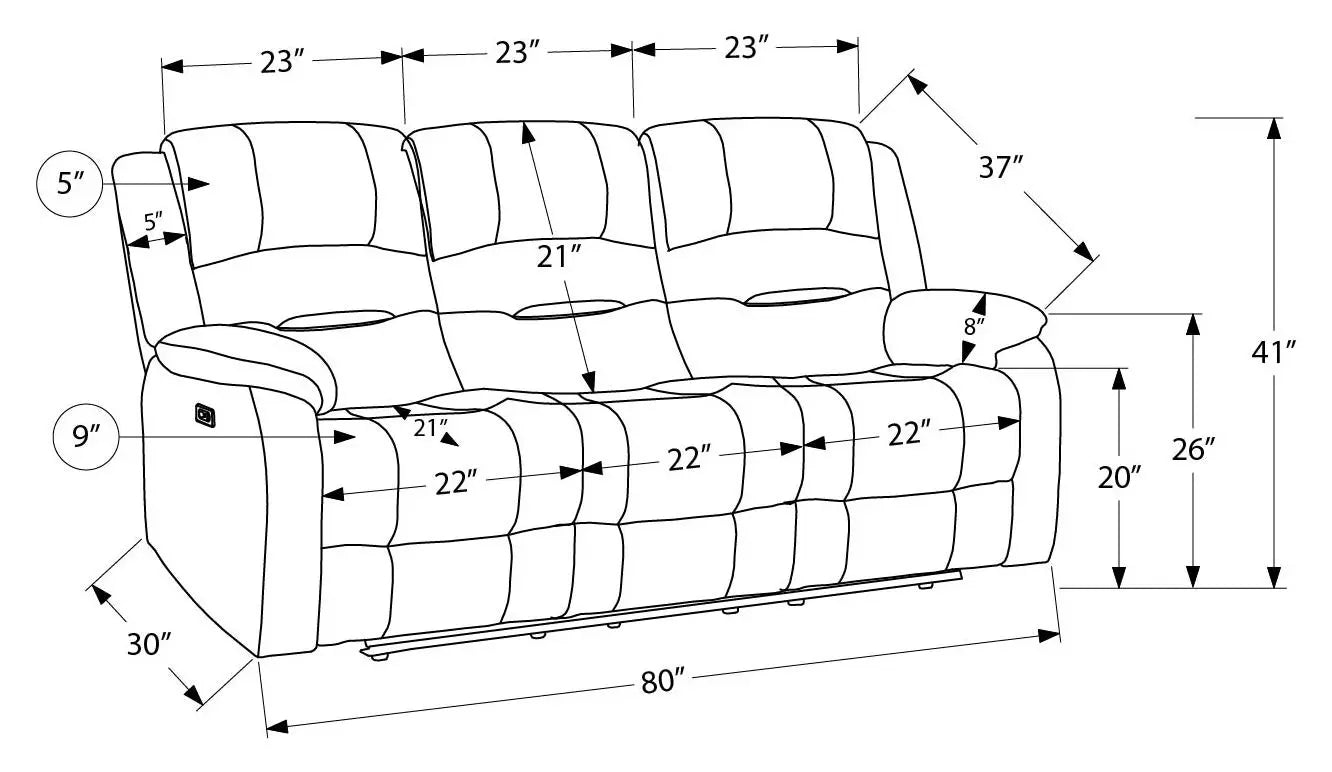 Canapé Inclinable Électrique 3 Places Jaune Or Tissu Doux USB