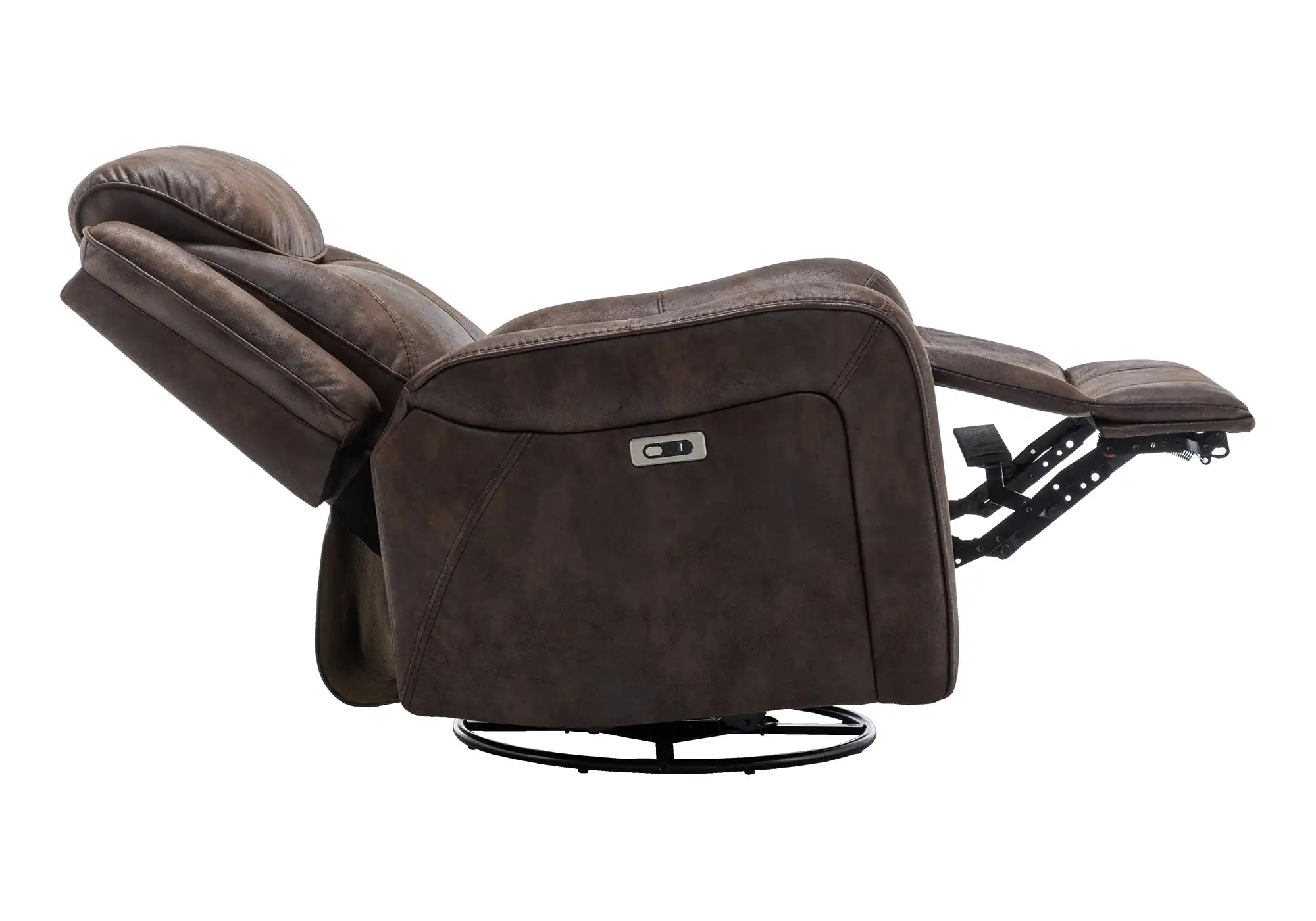 Fauteuil Inclinable Motorisé Similicuir Brun Pivotant et Berçant avec USB