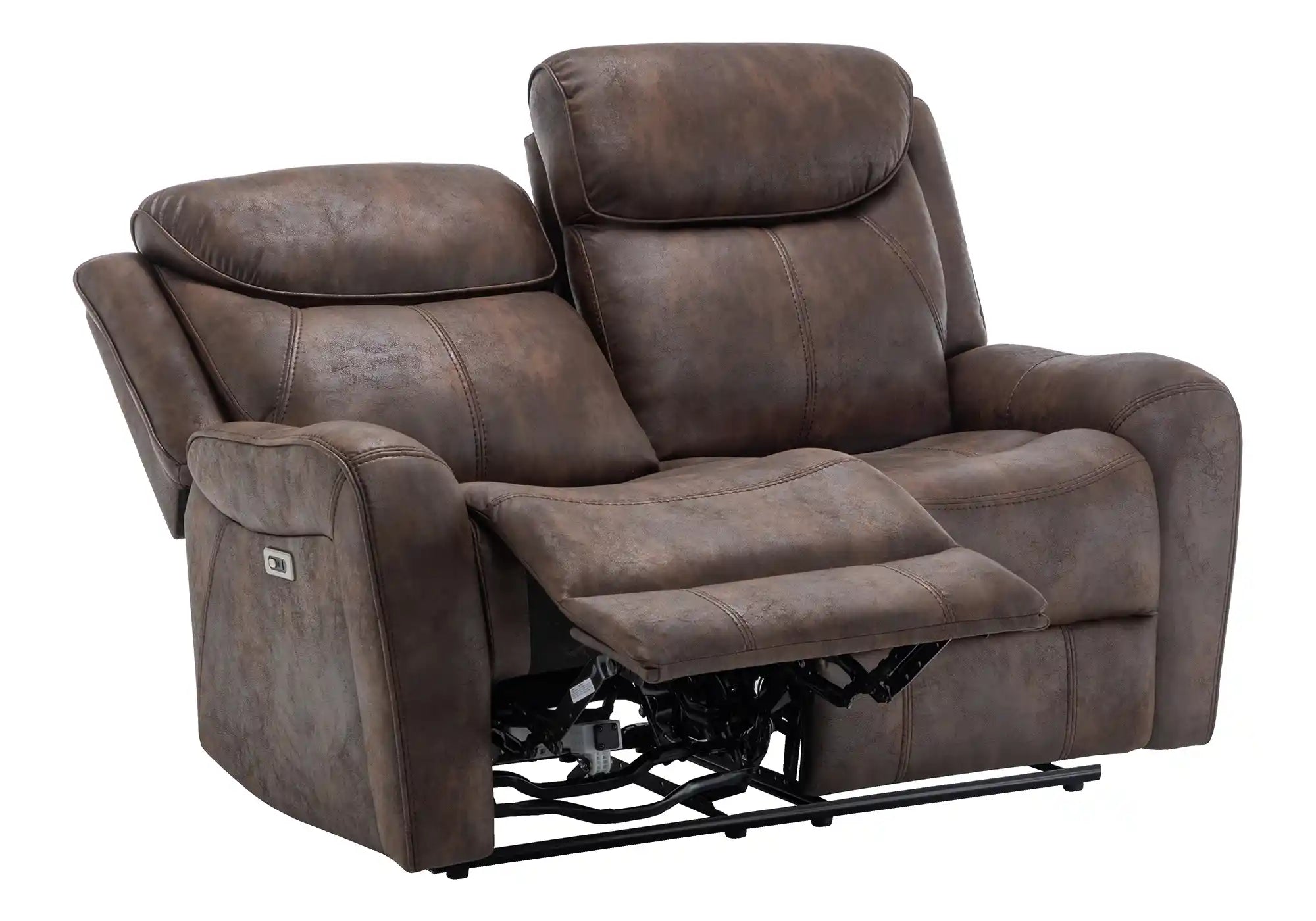 Canapé Inclinable Électrique Similicuir Brun 2 Places avec USB