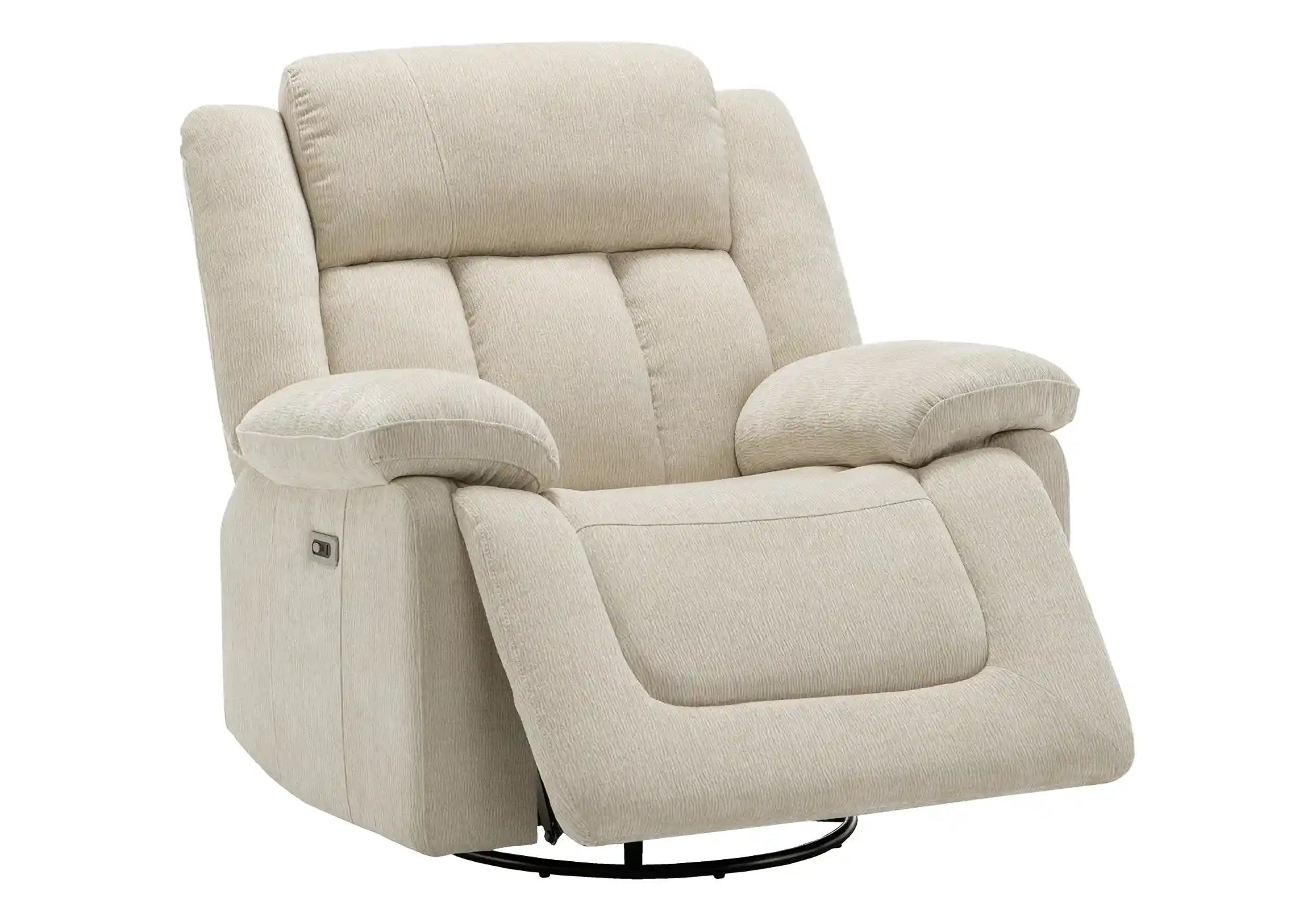 Fauteuil Inclinable Motorisé Pivotant et Bercant Beige avec Port USB