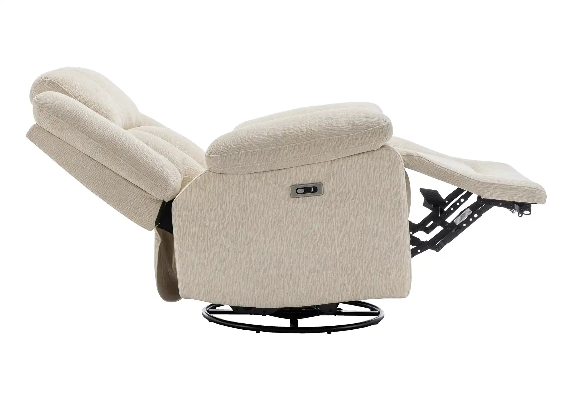 Fauteuil Inclinable Motorisé Pivotant et Bercant Beige avec Port USB