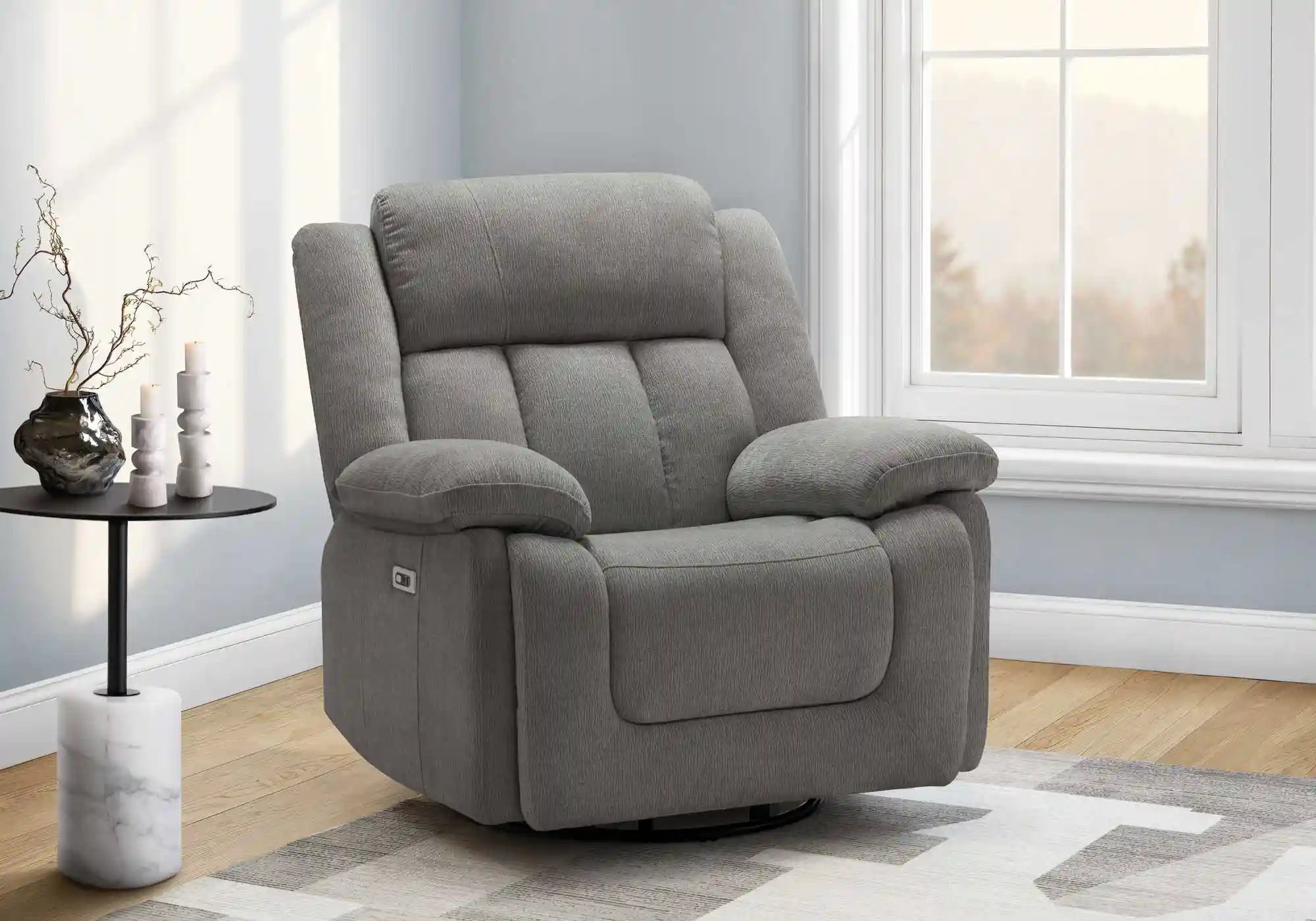 Fauteuil Inclinable Électrique Gris Clair Berçant Pivotant avec USB