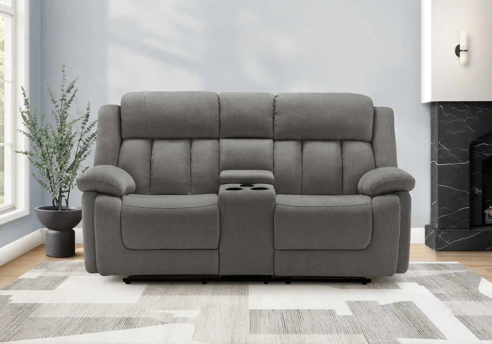 Causeuse Inclinable Électrique Tissu Gris Clair avec Console USB