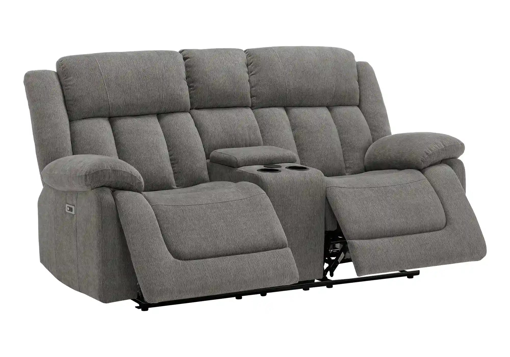 Causeuse Inclinable Électrique Tissu Gris Clair avec Console USB