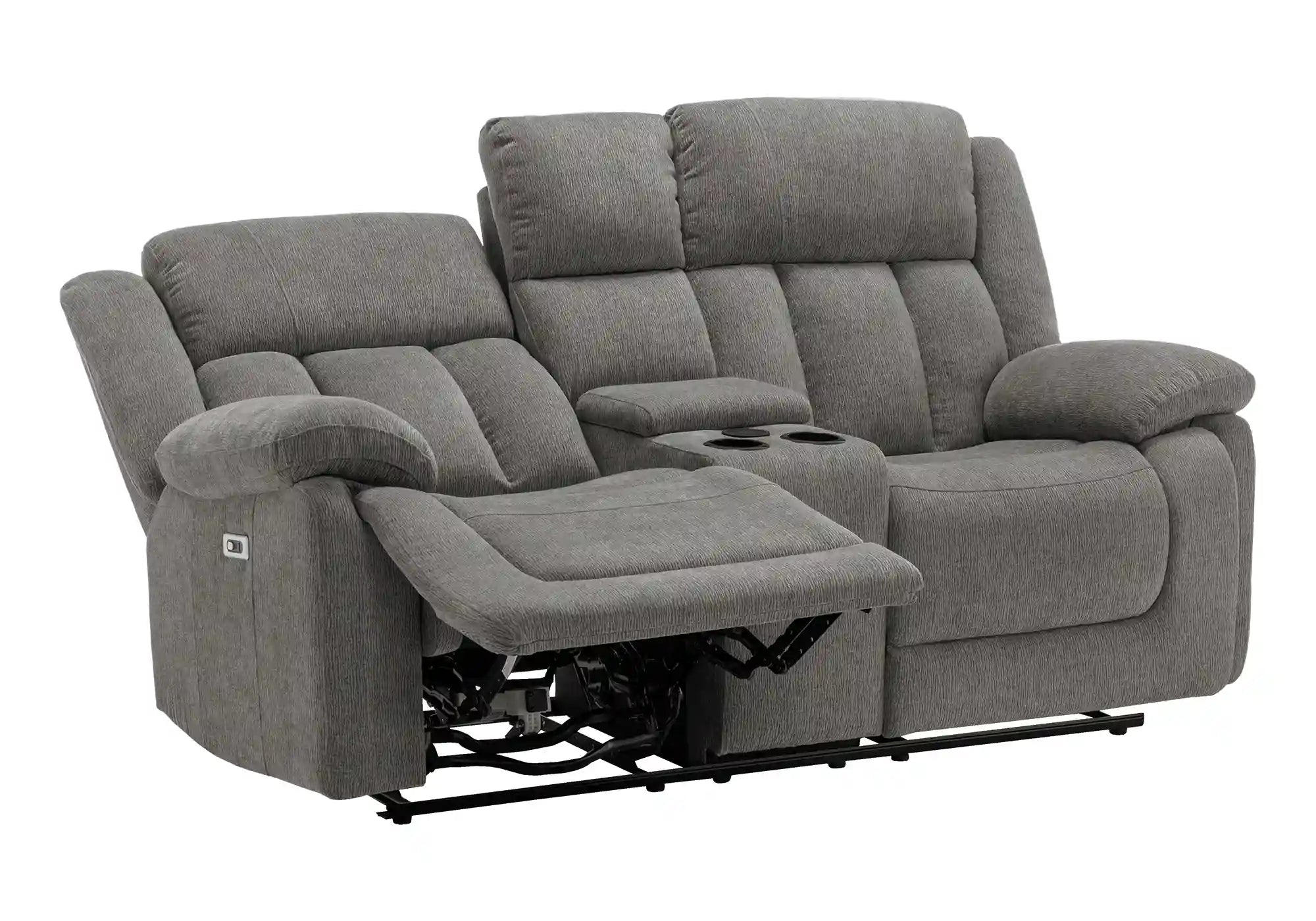 Causeuse Inclinable Électrique Tissu Gris Clair avec Console USB
