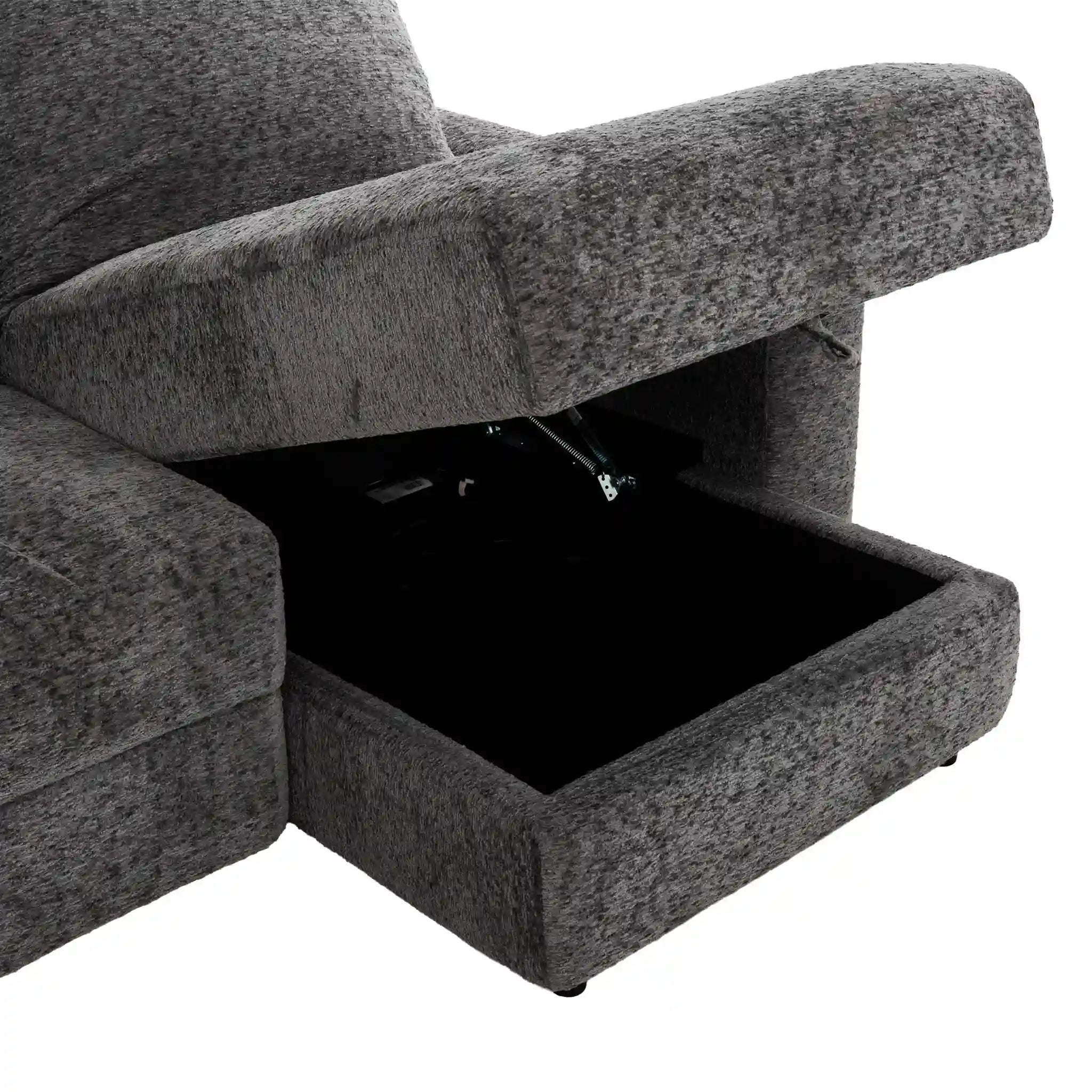 Infinity Sofa avec Rangement et Assises Coulissantes Électriques Gris