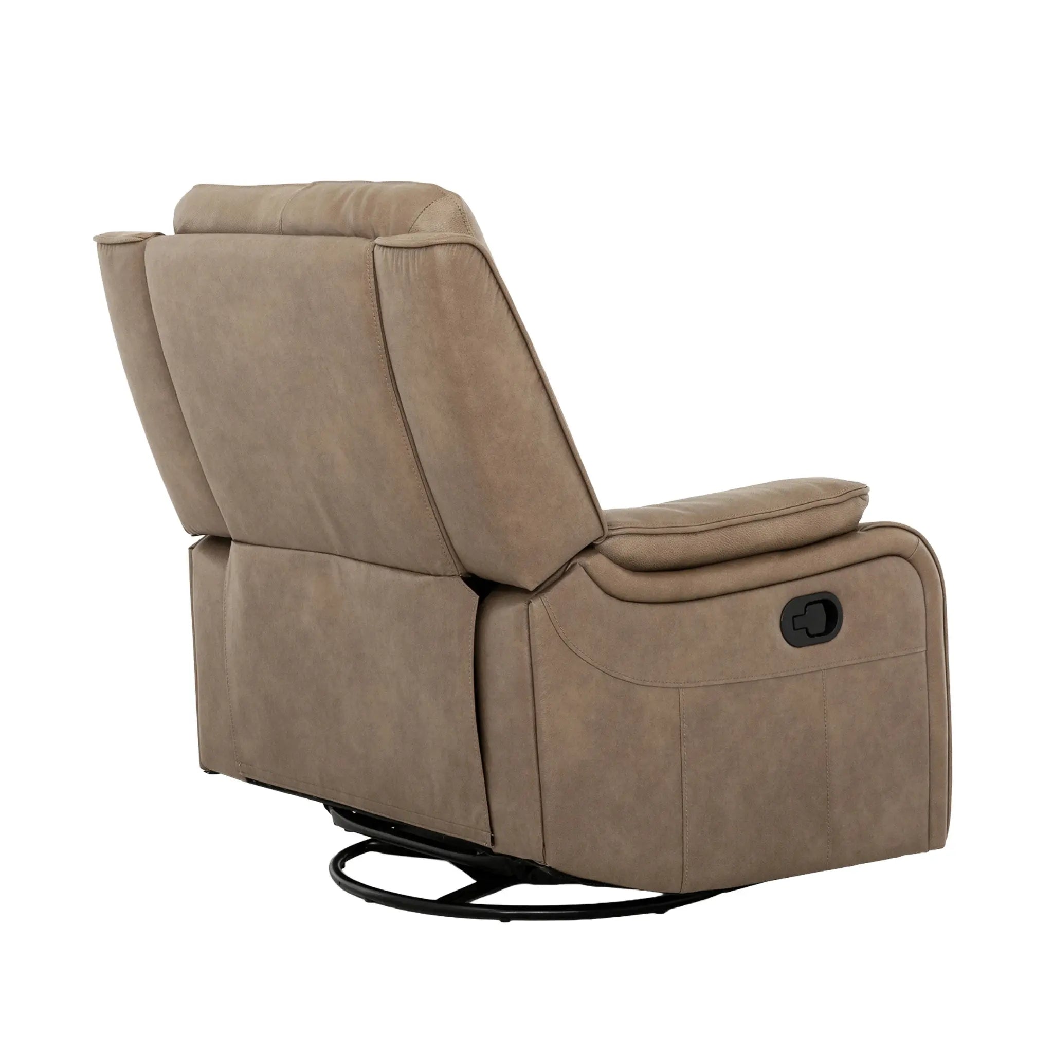Primo Brindle Fauteuil Pivotant Berçant Inclinable Cuir Taupe