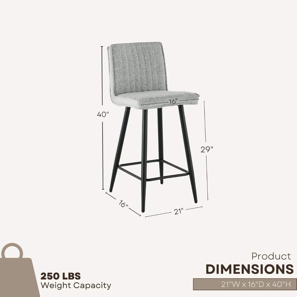 Duo 1019 : Tabourets de Bar en Tissu Latte et Pieds Noirs