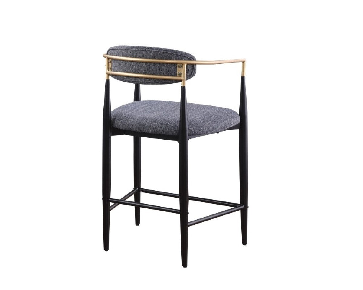 Mykos : Duo de Tabourets Gris avec Structure Noir et Or
