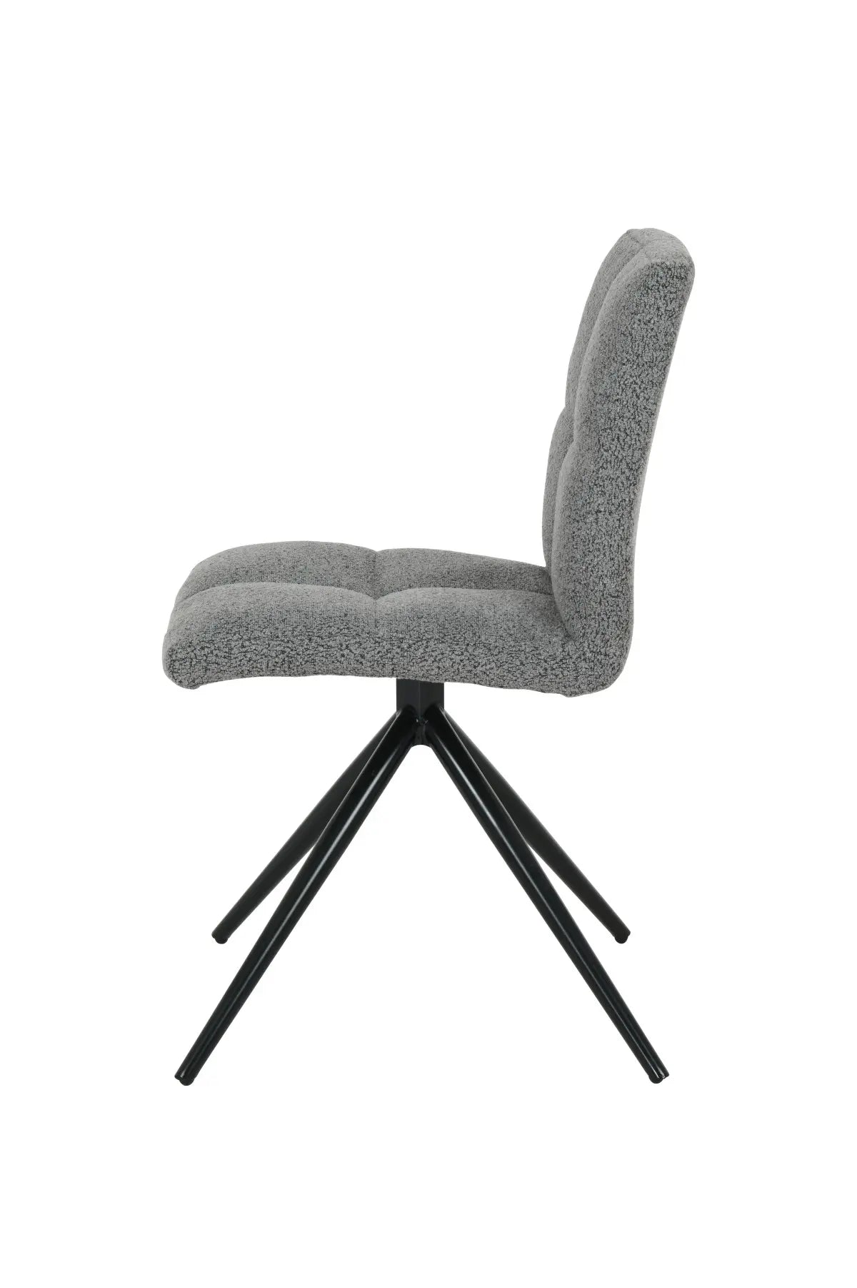 Chaises Ethal en tissu texturé gris | Dossier capitonné et pattes noires