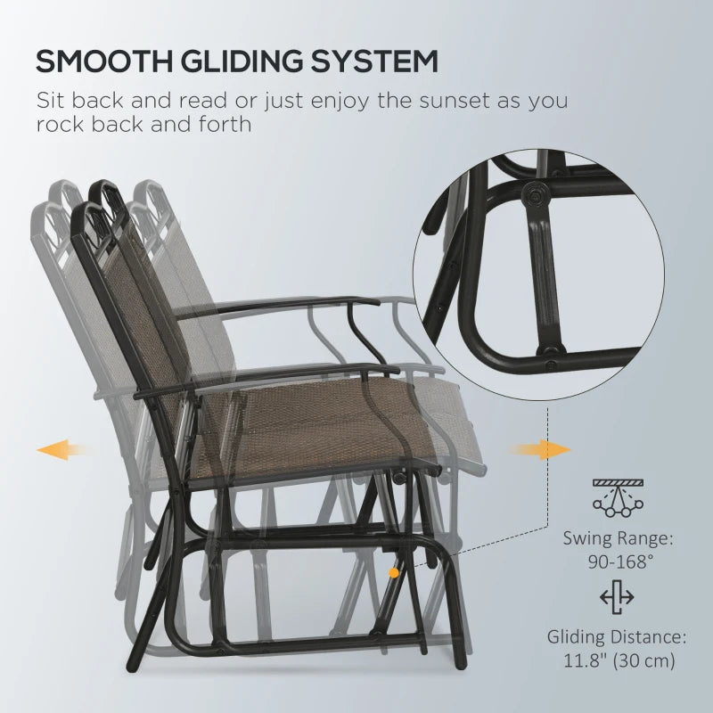 Causeuse d'extérieur, chaise coulissante en rotin avec cadre en acier, marron mélangé