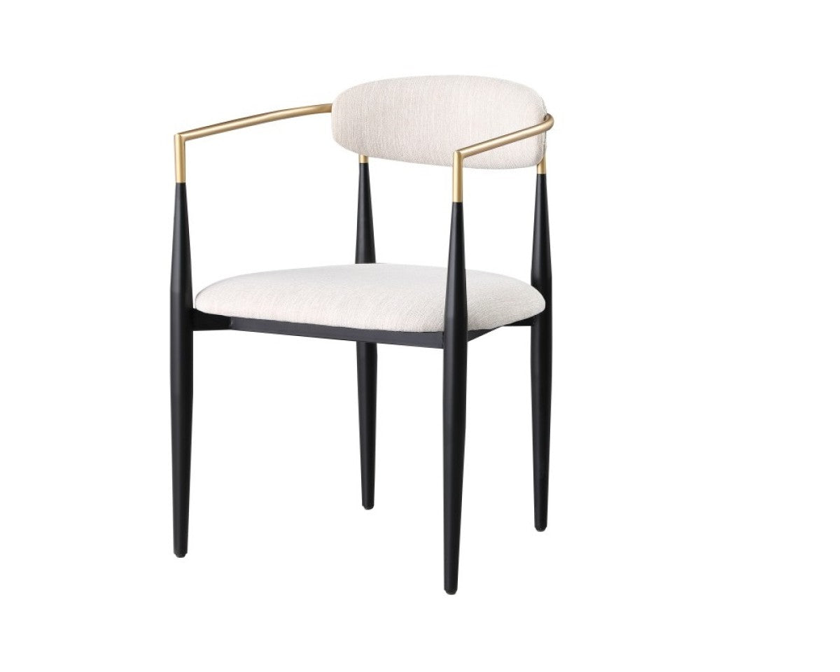 Chaises Mykos en tissu beige | Cadre bicolore noir et doré