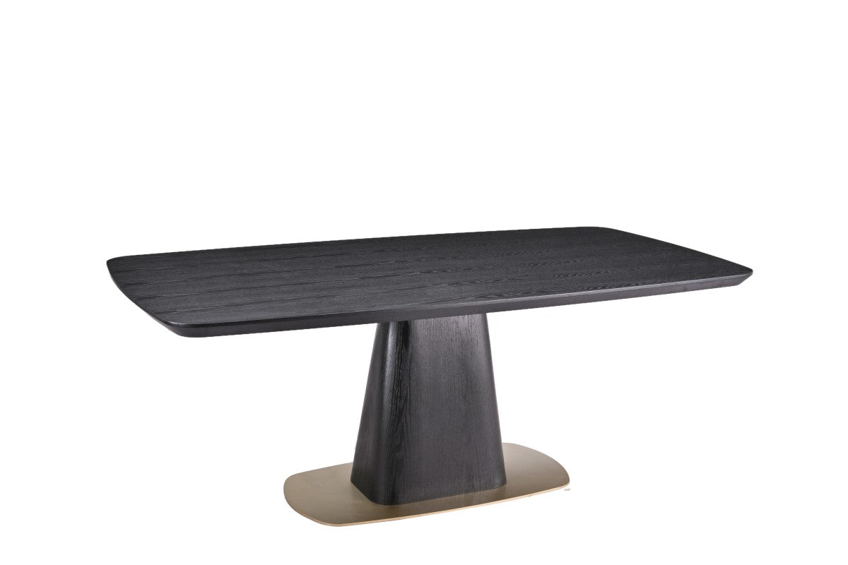 Table Ryaan en frêne noir mat avec accents dorés