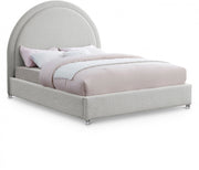 Lit Rembourré Design Contemporain - Tissu Boucle Crème, Acrylique, Matelas