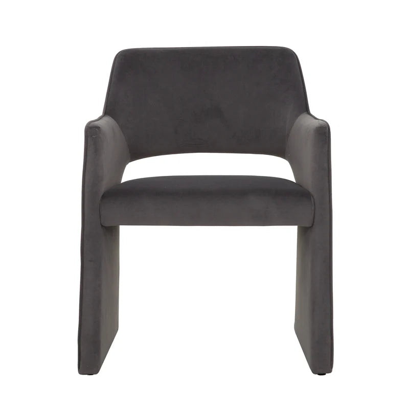 Chaises de salle à manger grises en velours