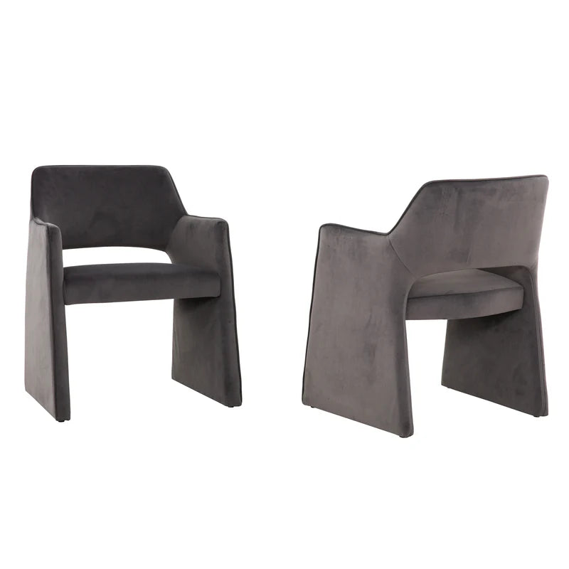 Chaises de salle à manger grises en velours