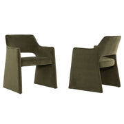 Chaises de salle à manger vert forêt en velours (Lot de 2)