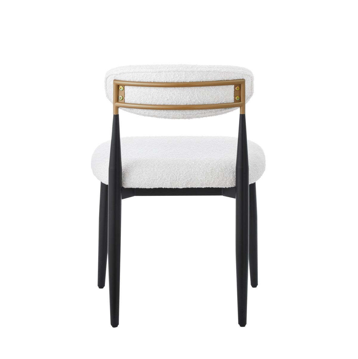 Chaises de repas Kodi en tissu blanc | Cadre en métal noir (Set de 2)