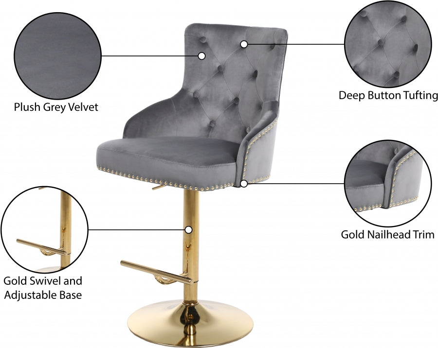 Barre réglable en velours Claude | Tabouret de comptoir