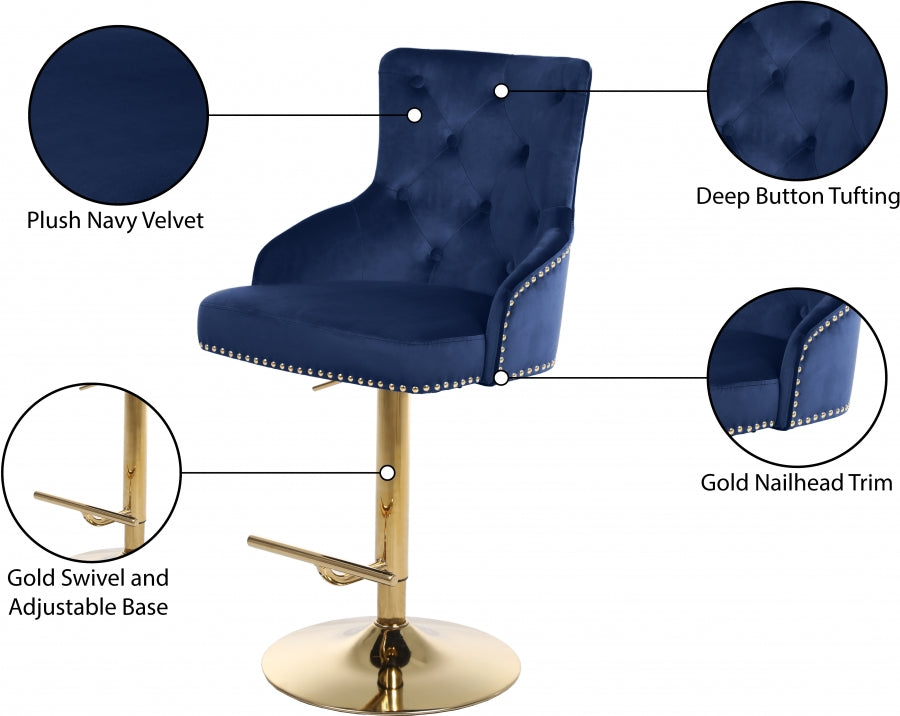 Barre réglable en velours Claude | Tabouret de comptoir