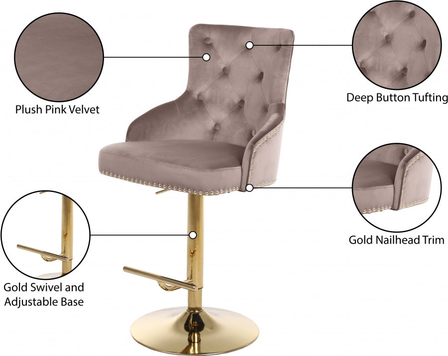 Barre réglable en velours Claude | Tabouret de comptoir