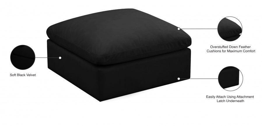 Pouf modulaire confort standard en velours moelleux