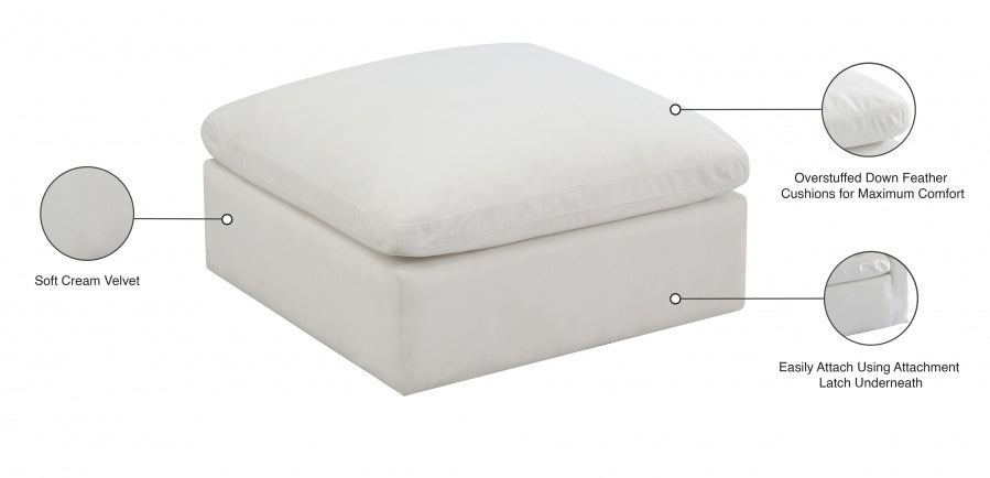 Pouf modulaire confort standard en velours moelleux