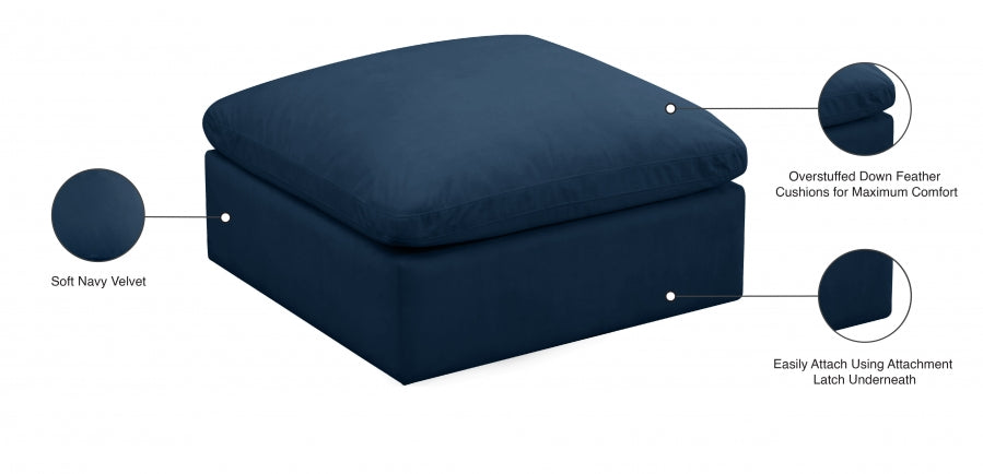 Pouf modulaire confort standard en velours moelleux