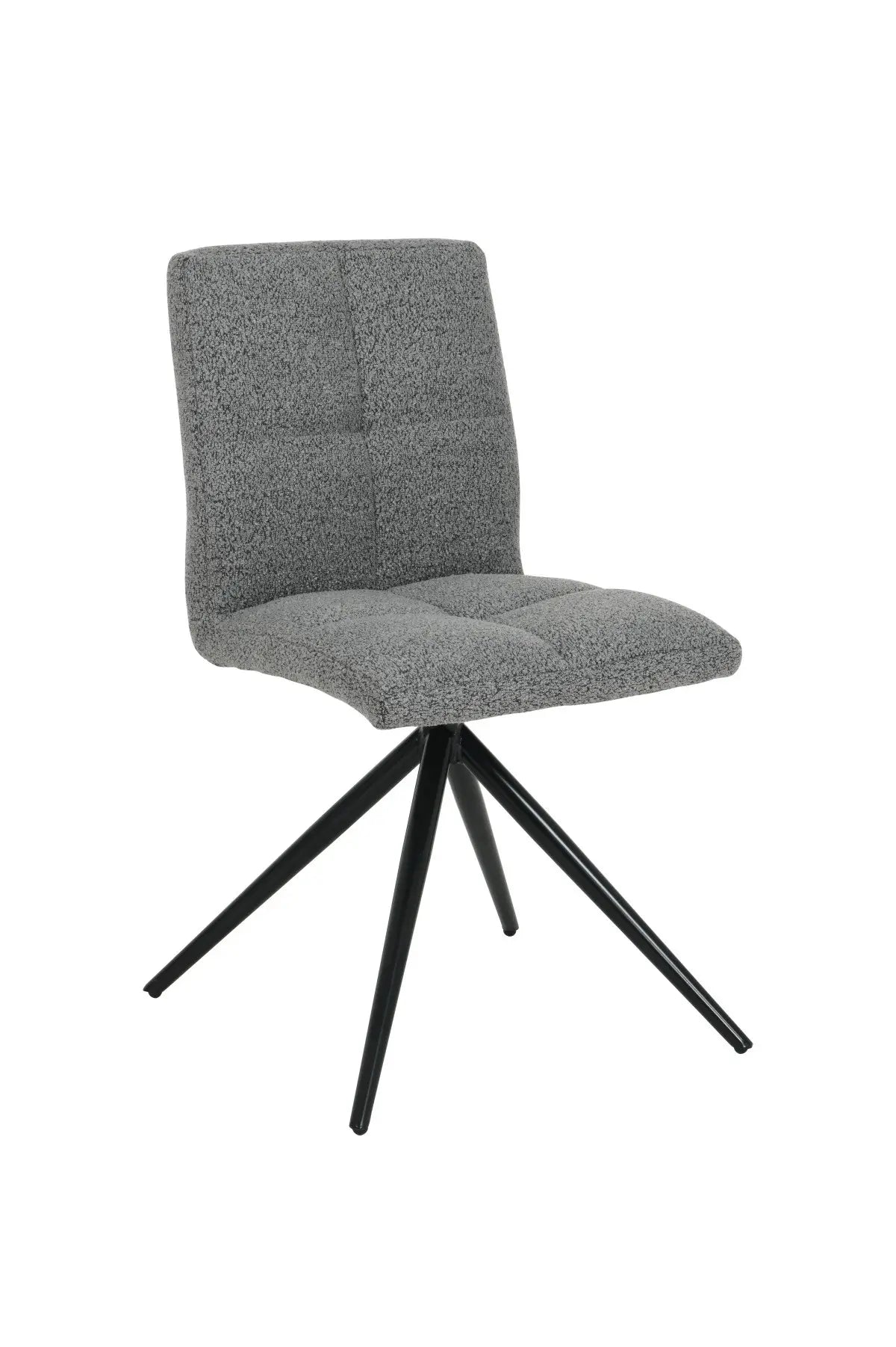 Chaises Ethal en tissu texturé gris | Dossier capitonné et pattes noires