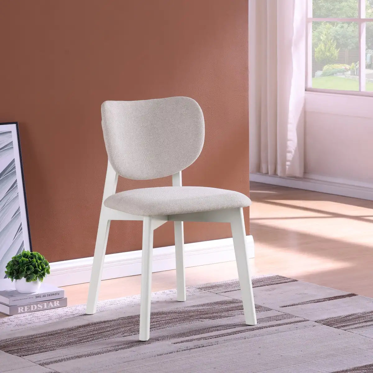 Chaises Durana en bois massif d'hévéa | Duo en tissu crème