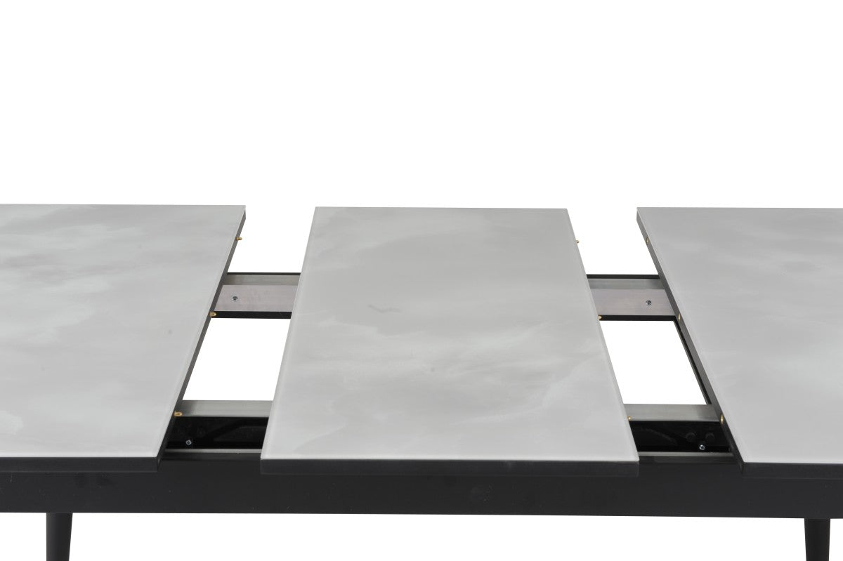 Table à manger extensible grise Fabian - Design Moderne