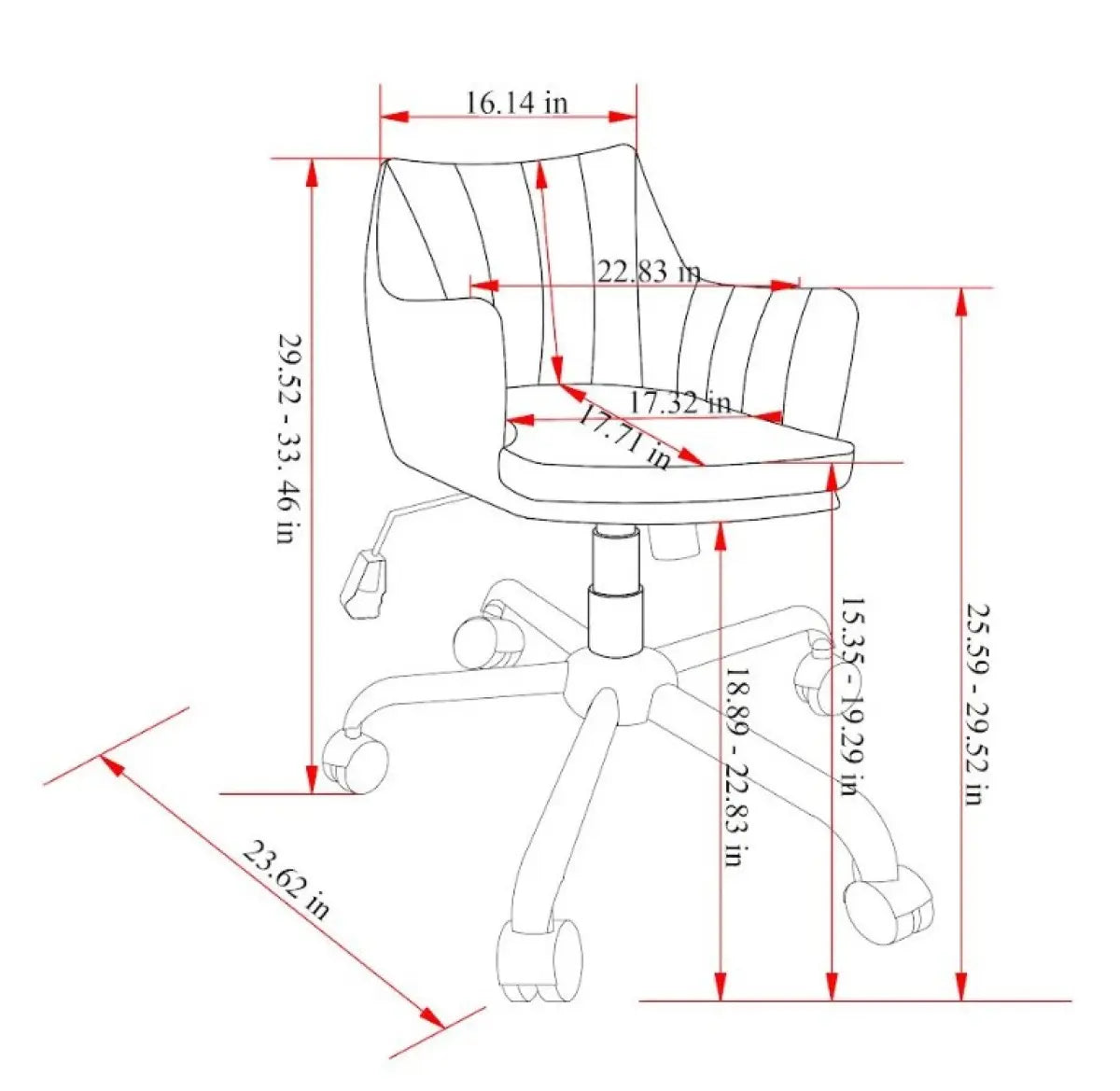 Chaise de travail Francie en tissu beige | Accents capitonnés et pivotant