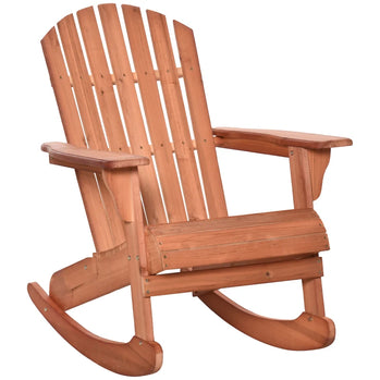 Chaise à bascule Adirondack Muskoka en bois avec design à lattes en bois, dossier en éventail et style rustique classique, teck