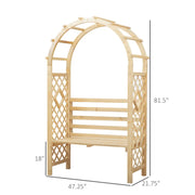 Banc de jardin avec arche en bois, treillis pour vignes/plantes grimpantes pour meubles de terrasse, décoration de porche, tonnelle de jardin et sièges de jardin extérieur, nature