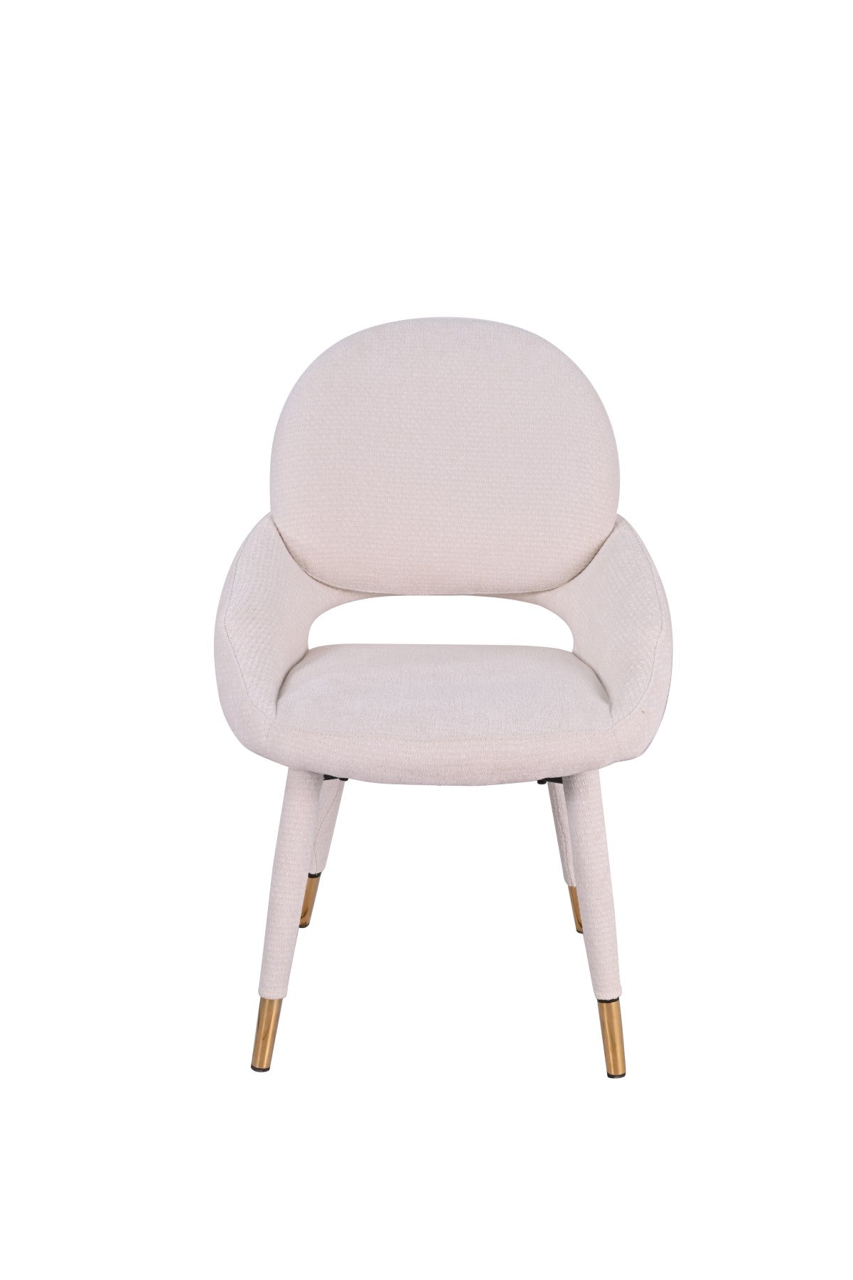 Chaises Bode en tissu beige | Dossier ajouré et accents dorés (Set de 2)