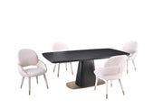 Ensemble à dîner Demetri | Table à piédestal artistique et 4 chaises