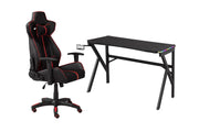 ENSEMBLE BUREAU ET CHAISE GAMING, ROUGE/NOIR ( Meuble Mtl )