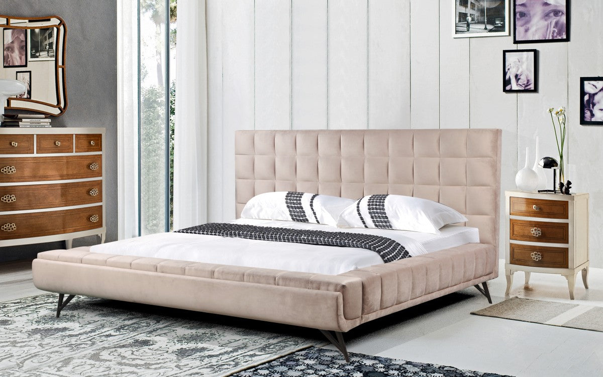 LIT PLATEFORME QUEEN - BEIGE ( Meuble Mtl )