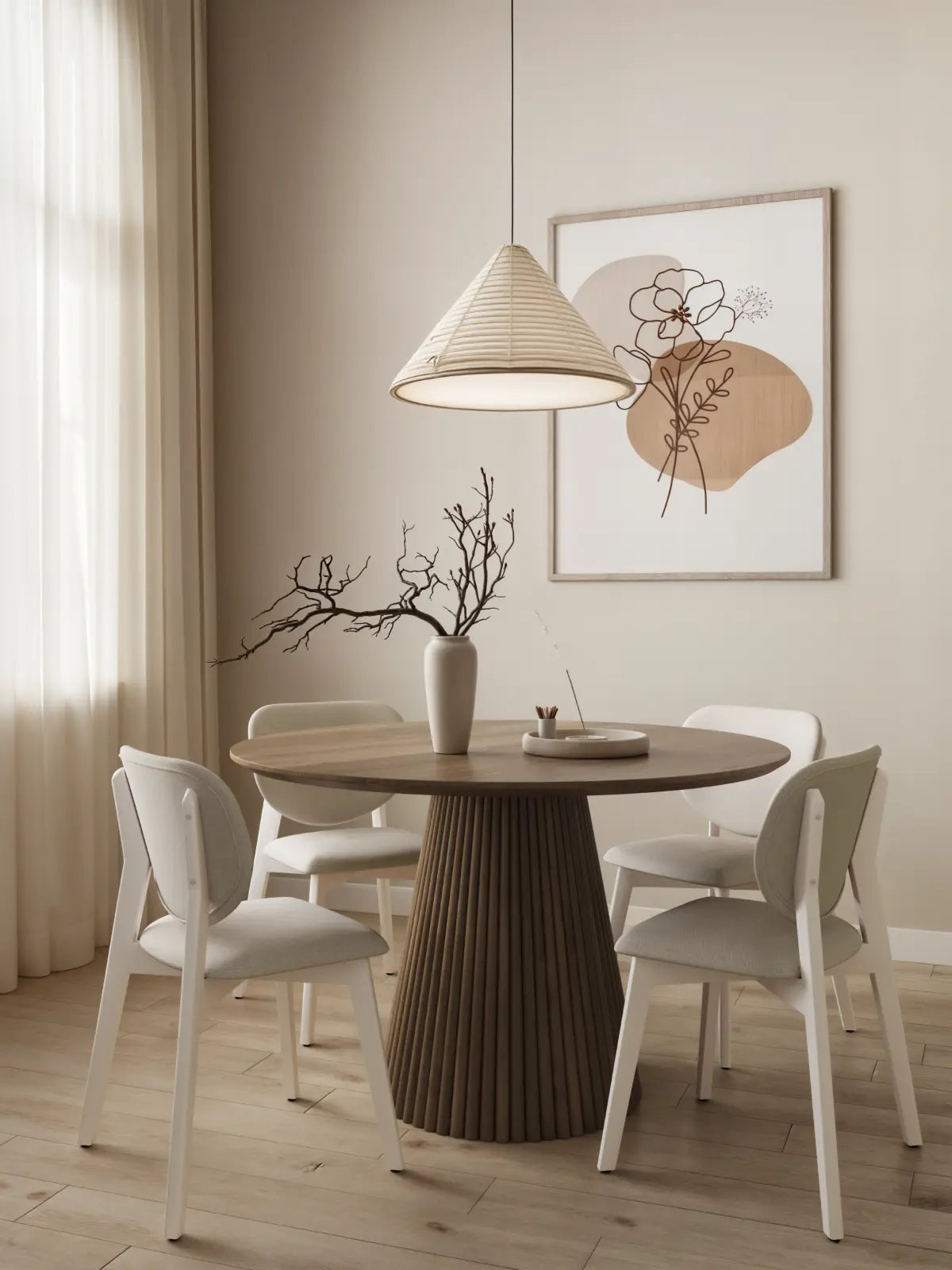 Chaises Durana en bois massif d'hévéa | Duo en tissu crème