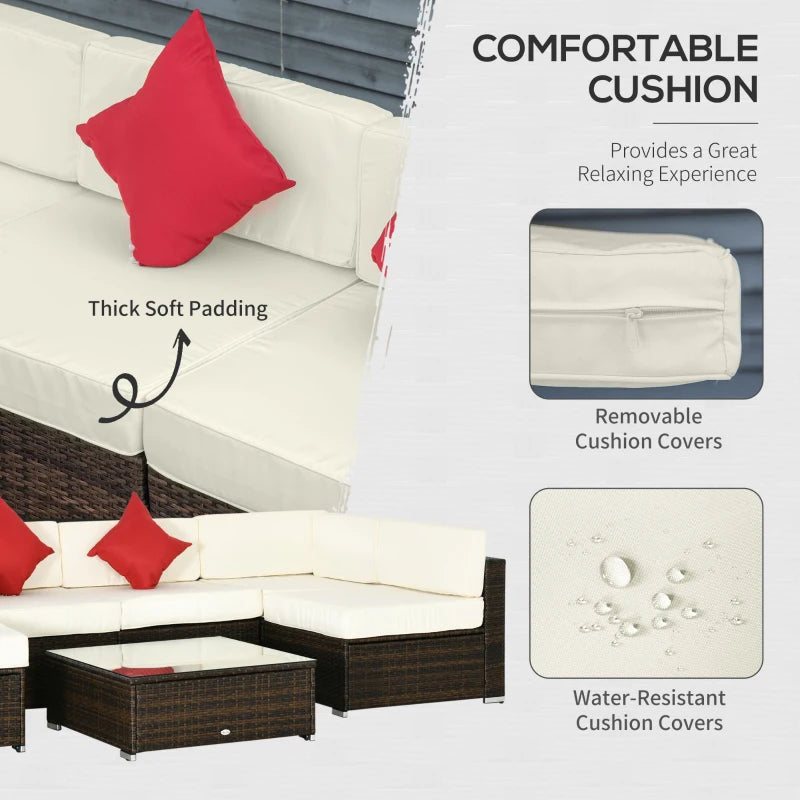 Ensemble de meubles de patio en osier 9 pièces avec coussin