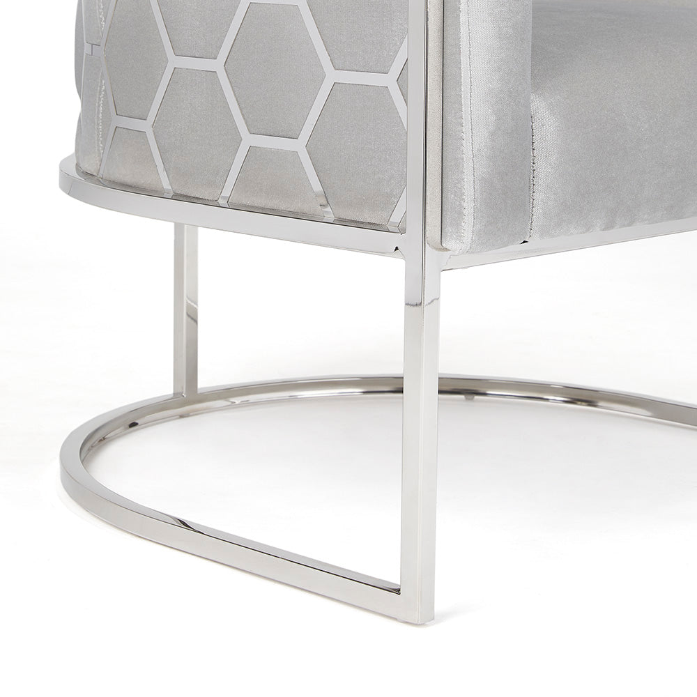 Chaise nid d'abeille : velours gris