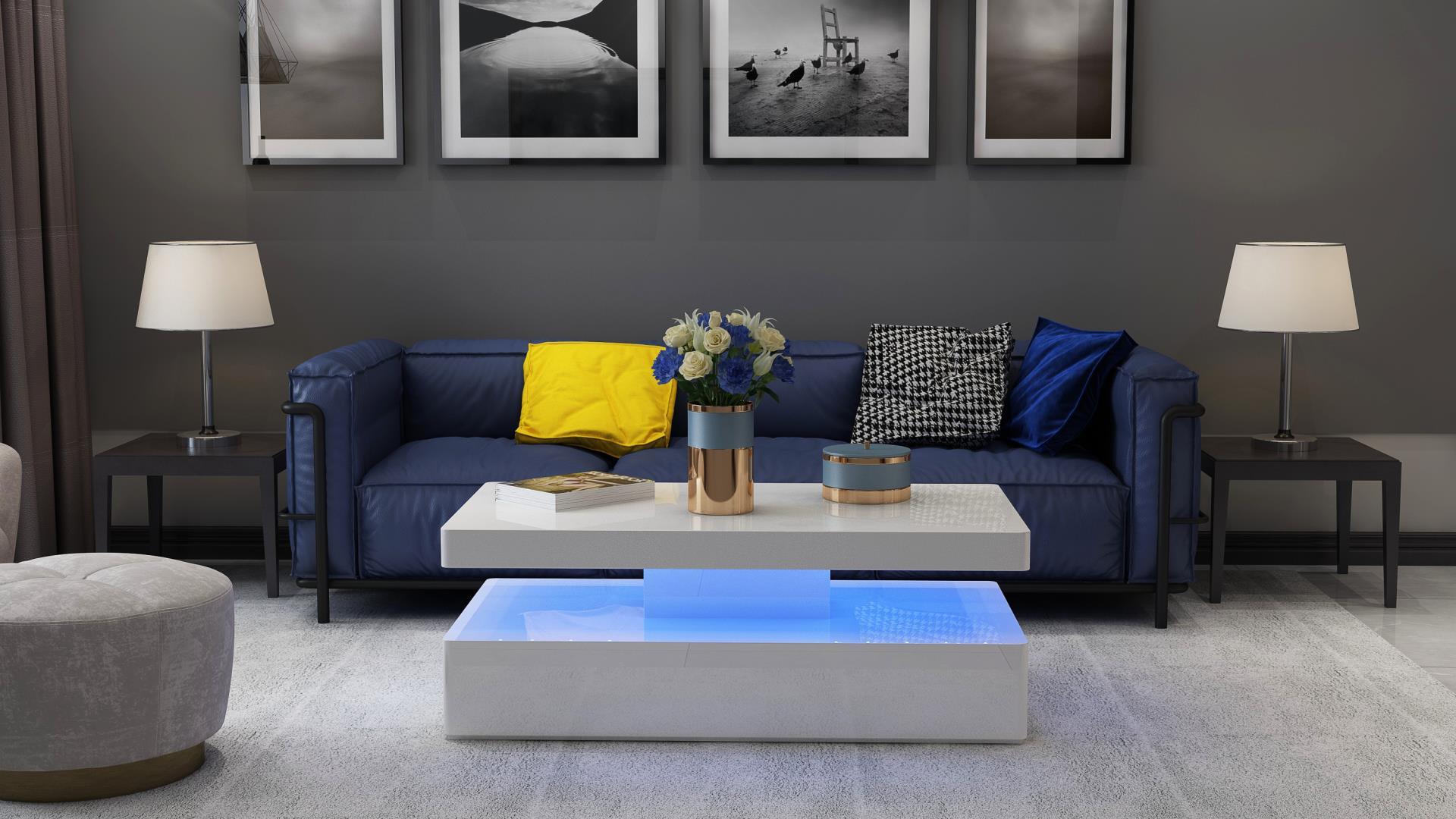 Table Basse Aurora Blanche - Élégance Lumineuse pour Votre Salon ( Meuble Mtl )