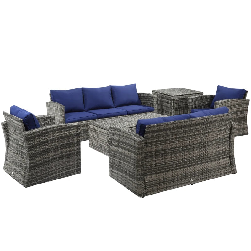 Ensemble de canapé d'extérieur en osier et rotin, 6 pièces, ensemble de meubles de conversation de Patio sectionnel avec Table de rangement et coussin