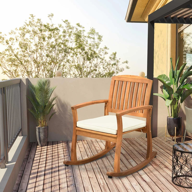 Chaise à bascule de Patio, bascule de porche en bois intérieure et extérieure avec coussin pour terrasse, balcon, jardin, Patio, teck