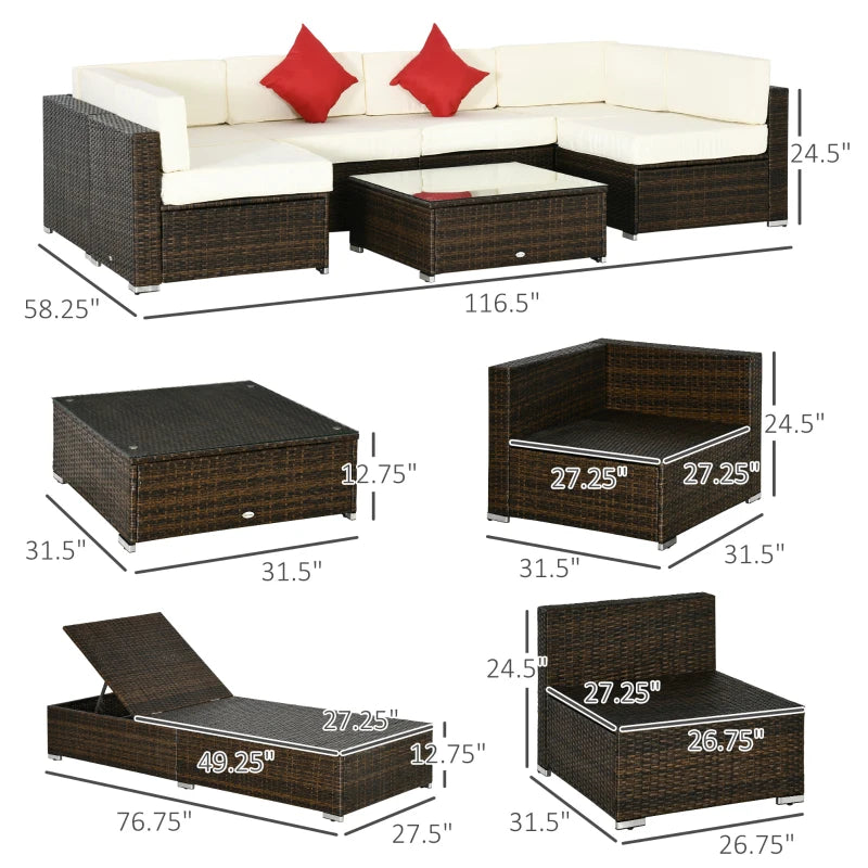 Ensemble de meubles de terrasse en osier 9 pièces avec coussin